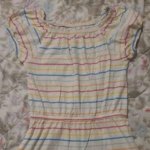 Old Navy Girls Multicolor Striped Shorts Romper With Pockets